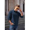 imageCOOFANDY Mens Long Sleeve Polo Shirt Casual Dress Button Polo T Shirt with Pocket Basic Lightweight Collared Golf ShirtDeep Blue