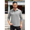 imageCOOFANDY Mens Long Sleeve Polo Shirt Casual Dress Button Polo T Shirt with Pocket Basic Lightweight Collared Golf ShirtGrey