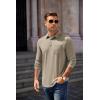imageCOOFANDY Mens Long Sleeve Polo Shirt Casual Dress Button Polo T Shirt with Pocket Basic Lightweight Collared Golf ShirtKhaki