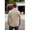 imageCOOFANDY Mens Long Sleeve Polo Shirt Casual Dress Button Polo T Shirt with Pocket Basic Lightweight Collared Golf ShirtKhaki