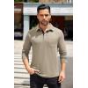 imageCOOFANDY Mens Long Sleeve Polo Shirt Casual Dress Button Polo T Shirt with Pocket Basic Lightweight Collared Golf ShirtKhaki