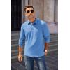 imageCOOFANDY Mens Long Sleeve Polo Shirt Casual Dress Button Polo T Shirt with Pocket Basic Lightweight Collared Golf ShirtLight Blue
