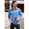 imageCOOFANDY Mens Long Sleeve Polo Shirt Casual Dress Button Polo T Shirt with Pocket Basic Lightweight Collared Golf ShirtLight Blue