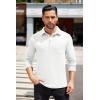imageCOOFANDY Mens Long Sleeve Polo Shirt Casual Dress Button Polo T Shirt with Pocket Basic Lightweight Collared Golf ShirtWhite