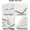 imageCOOFANDY Mens Long Sleeve Polo Shirt Casual Dress Button Polo T Shirt with Pocket Basic Lightweight Collared Golf ShirtWhite