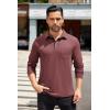 imageCOOFANDY Mens Long Sleeve Polo Shirt Casual Dress Button Polo T Shirt with Pocket Basic Lightweight Collared Golf ShirtWine Red