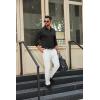 imageCOOFANDY Mens Long Sleeve Polo Shirts Button Casual Tee Collared Work Pullover ShirtsA Black