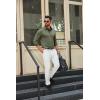 imageCOOFANDY Mens Long Sleeve Polo Shirts Button Casual Tee Collared Work Pullover ShirtsArmy Green