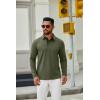 imageCOOFANDY Mens Long Sleeve Polo Shirts Button Casual Tee Collared Work Pullover ShirtsArmy Green