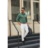imageCOOFANDY Mens Long Sleeve Polo Shirts Button Casual Tee Collared Work Pullover ShirtsGreen