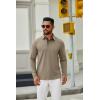 imageCOOFANDY Mens Long Sleeve Polo Shirts Button Casual Tee Collared Work Pullover ShirtsKhaki