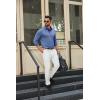 imageCOOFANDY Mens Long Sleeve Polo Shirts Button Casual Tee Collared Work Pullover ShirtsLight Blue