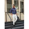 imageCOOFANDY Mens Long Sleeve Polo Shirts Button Casual Tee Collared Work Pullover ShirtsNavy Blue