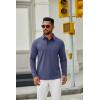 imageCOOFANDY Mens Long Sleeve Polo Shirts Button Casual Tee Collared Work Pullover ShirtsNavy Blue