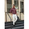 imageCOOFANDY Mens Long Sleeve Polo Shirts Button Casual Tee Collared Work Pullover ShirtsWine Red