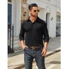 imageCOOFANDY Mens Long Sleeve Polo Shirts Classic Casual Button Polo Tee Lightweight Collared Golf Shirt01black