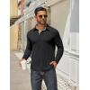 imageCOOFANDY Mens Long Sleeve Polo Shirts Classic Casual Button Polo Tee Lightweight Collared Golf Shirt02black