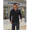 imageCOOFANDY Mens Long Sleeve Polo Shirts Classic Casual Button Polo Tee Lightweight Collared Golf Shirt02black