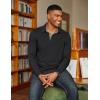 imageCOOFANDY Mens Long Sleeve Polo Shirts Classic Casual Button Polo Tee Lightweight Collared Golf Shirt02black