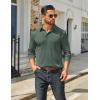imageCOOFANDY Mens Long Sleeve Polo Shirts Classic Casual Button Polo Tee Lightweight Collared Golf ShirtDark Army Green
