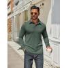 imageCOOFANDY Mens Long Sleeve Polo Shirts Classic Casual Button Polo Tee Lightweight Collared Golf ShirtDark Army Green
