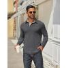 imageCOOFANDY Mens Long Sleeve Polo Shirts Classic Casual Button Polo Tee Lightweight Collared Golf ShirtDark Grey