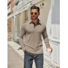 imageCOOFANDY Mens Long Sleeve Polo Shirts Classic Casual Button Polo Tee Lightweight Collared Golf ShirtKhaki
