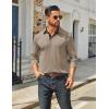 imageCOOFANDY Mens Long Sleeve Polo Shirts Classic Casual Button Polo Tee Lightweight Collared Golf ShirtKhaki