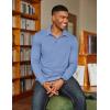 imageCOOFANDY Mens Long Sleeve Polo Shirts Classic Casual Button Polo Tee Lightweight Collared Golf ShirtLight Blue