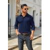 imageCOOFANDY Mens Long Sleeve Polo Shirts Classic Casual Button Polo Tee Lightweight Collared Golf ShirtNavy Blue