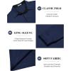 imageCOOFANDY Mens Long Sleeve Polo Shirts Classic Casual Button Polo Tee Lightweight Collared Golf ShirtNavy Blue