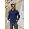 imageCOOFANDY Mens Long Sleeve Polo Shirts Classic Casual Button Polo Tee Lightweight Collared Golf ShirtNavy Blue