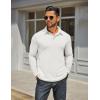 imageCOOFANDY Mens Long Sleeve Polo Shirts Classic Casual Button Polo Tee Lightweight Collared Golf ShirtWhite
