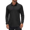 imageCOOFANDY Mens Long Sleeve Polo Shirts Quick Dry Moisture Wicking Lightweight Golf Shirts Casual Collared ShirtBlack