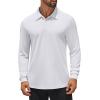 imageCOOFANDY Mens Long Sleeve Polo Shirts Quick Dry Moisture Wicking Lightweight Golf Shirts Casual Collared ShirtWhite