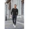 imageCOOFANDY Mens Long Sleeve Shirts Thermal TShirt Slim Fit Crewneck Sweater Knitted Pullover ShirtBlack