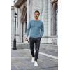 imageCOOFANDY Mens Long Sleeve Shirts Thermal TShirt Slim Fit Crewneck Sweater Knitted Pullover ShirtDark Blue