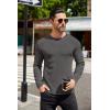 imageCOOFANDY Mens Long Sleeve Shirts Thermal TShirt Slim Fit Crewneck Sweater Knitted Pullover ShirtDark Grey