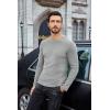 imageCOOFANDY Mens Long Sleeve Shirts Thermal TShirt Slim Fit Crewneck Sweater Knitted Pullover ShirtLight Grey