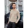 imageCOOFANDY Mens Long Sleeve Shirts Thermal TShirt Slim Fit Crewneck Sweater Knitted Pullover ShirtLight Khaki