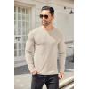 imageCOOFANDY Mens Long Sleeve Shirts Thermal TShirt Slim Fit Crewneck Sweater Knitted Pullover ShirtLight Khaki