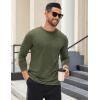 imageCOOFANDY Mens Long Sleeve T Shirts Crew Neck Casual Basic Tee Shirt Lightweight Pullover Shirts1 Packarmy Green