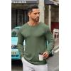 imageCOOFANDY Mens Long Sleeve Tee Shirts Crew Neck T Shirt Solid Casual Basic Tees Soft Stretch TShirtsArmy Green