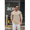 imageCOOFANDY Mens Long Sleeve Tee Shirts Crew Neck T Shirt Solid Casual Basic Tees Soft Stretch TShirtsLight Khaki