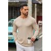 imageCOOFANDY Mens Long Sleeve Tee Shirts Crew Neck T Shirt Solid Casual Basic Tees Soft Stretch TShirtsLight Khaki