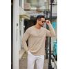 imageCOOFANDY Mens Long Sleeve Tee Shirts Crew Neck T Shirt Solid Casual Basic Tees Soft Stretch TShirtsLight Khaki