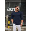 imageCOOFANDY Mens Long Sleeve Tee Shirts Crew Neck T Shirt Solid Casual Basic Tees Soft Stretch TShirtsNavy Blue
