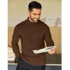 imageCOOFANDY Mens Mock Neck Shirts Fleece Long Sleeve Tops Basic Pullover TShirts2 PcsblackBrown