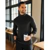 imageCOOFANDY Mens Mock Neck Shirts Fleece Long Sleeve Tops Basic Pullover TShirts2 PcsblackWhite