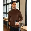 imageCOOFANDY Mens Mock Neck Shirts Fleece Long Sleeve Tops Basic Pullover TShirtsBrown